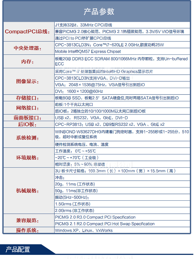 研祥3U COMPACTPCI INTEL I7高性能計(jì)算機(jī)CPC-3813CLD3N