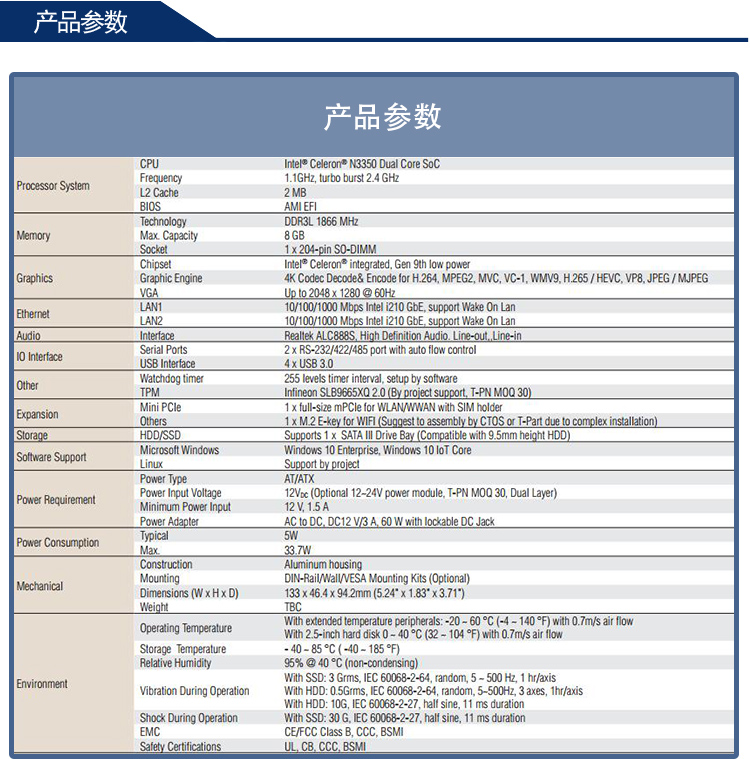 全新研華 無風扇嵌入式工控機 超緊湊ARK-1000系列 ARK-1124U