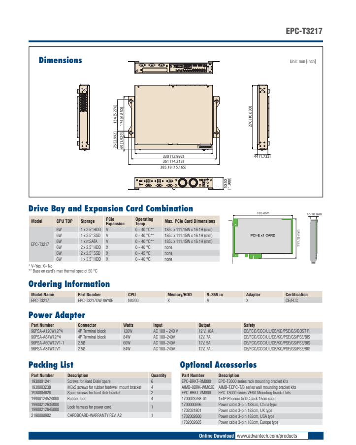 研華EPC-T3217 1U超薄嵌入式工控機