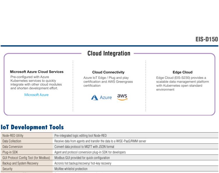 研華EIS-D150 研華EIS-D150，邊緣計算系統(tǒng)，支持Intel 第六代處理器，可選i3/i5/i7 CPU，最高支持 16 GB內(nèi)存，具備豐富擴展接口 2 x LAN，4 x COM，6 x USB等，同時還可以擴展 iDoor 和 ARK-Plus 模組增加更多的擴展能力，可以根據(jù)現(xiàn)場應(yīng)用需求，靈活定制。
