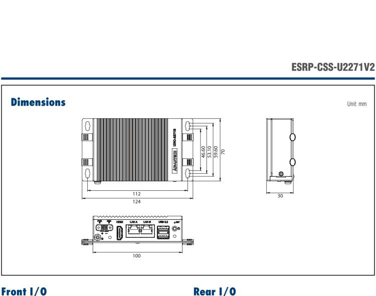 研華ESRP-CSS-U2271V2 Pocket-Size Edge IoT Gateway with Intel? Celeron? N6210 with Azure IoT Edge and EdgeLink Container Version