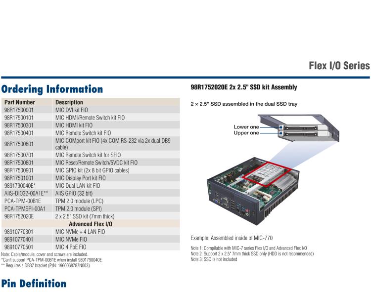 研華AIIS-DIO32-00A1E Regular Flex I/O for GPIO module (32bit)