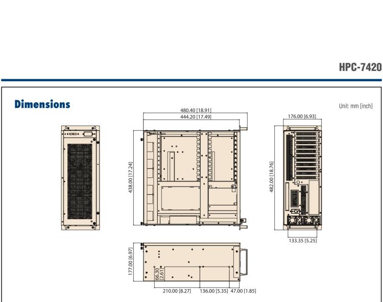 研華HPC-7420 用于EE-ATX/EATX/ATX主板的4U 短深度服務器機箱，帶有11個FH/FL擴展插槽