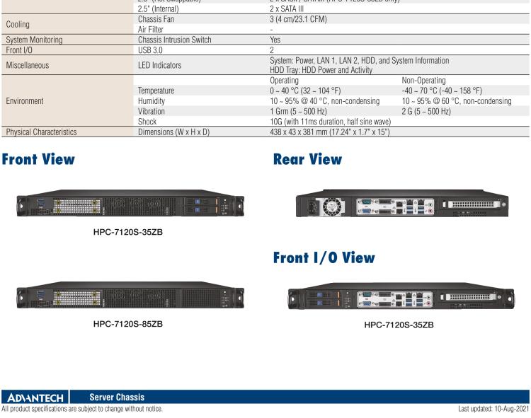 研華HPC-7120S 1U 上架式服務(wù)器短機箱，適用Micro ATX/ATX 服務(wù)器主板，支持1*全高/半長PCIe x16擴展插槽