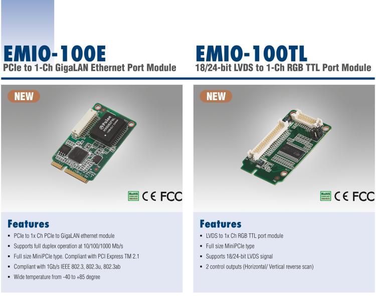 研華EMIO-100E GigaLAN 以太網(wǎng)模塊、1-Ch、PCIe I/F