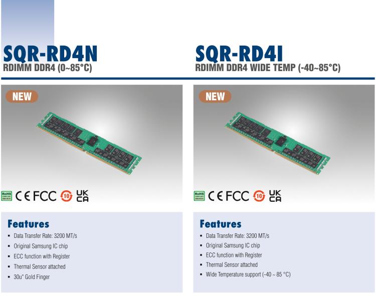 研華SQR-RD4N 帶寄存器的 DIMM DDR4 2133/2400/2666