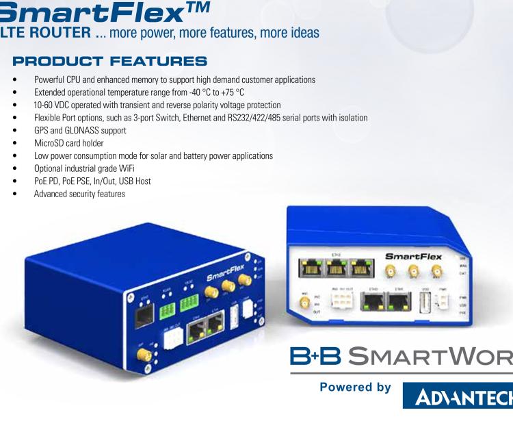 研華BB-SR30310325-SWH LTE 路由器、2E、USB、2I/O、SD、232、485、2S、W、SL、Acc、SmartWorx Hub