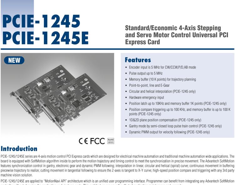 研華PCIE-1245E 通用型經(jīng)濟4軸步進和伺服電機控制PCI總線卡