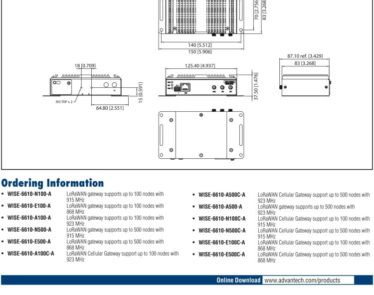 研華WISE-6610-A500C Hardened LoRaWAN 8-Channel Cellular Gateway AS 923 MHz - Support 500 nodes