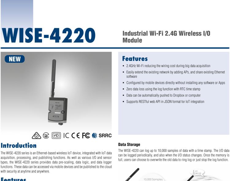 研華WISE-4220-S231 內置溫濕度傳感器物聯網無線傳感器節(jié)點