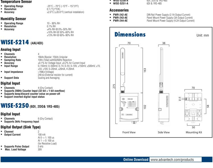 研華WISE-4220-S231 內置溫濕度傳感器物聯網無線傳感器節(jié)點