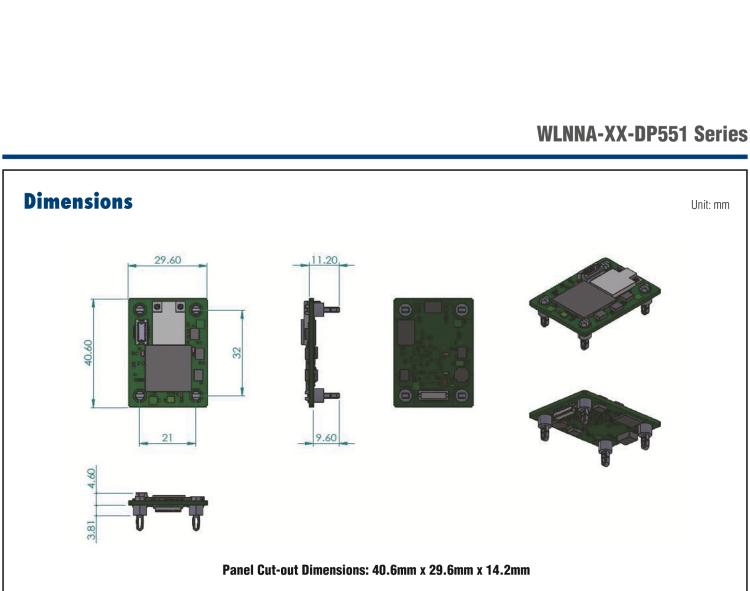 研華BB-WLNNA-AN-DP551 Wi-Fi Dual Band Embedded Module, UART Interface