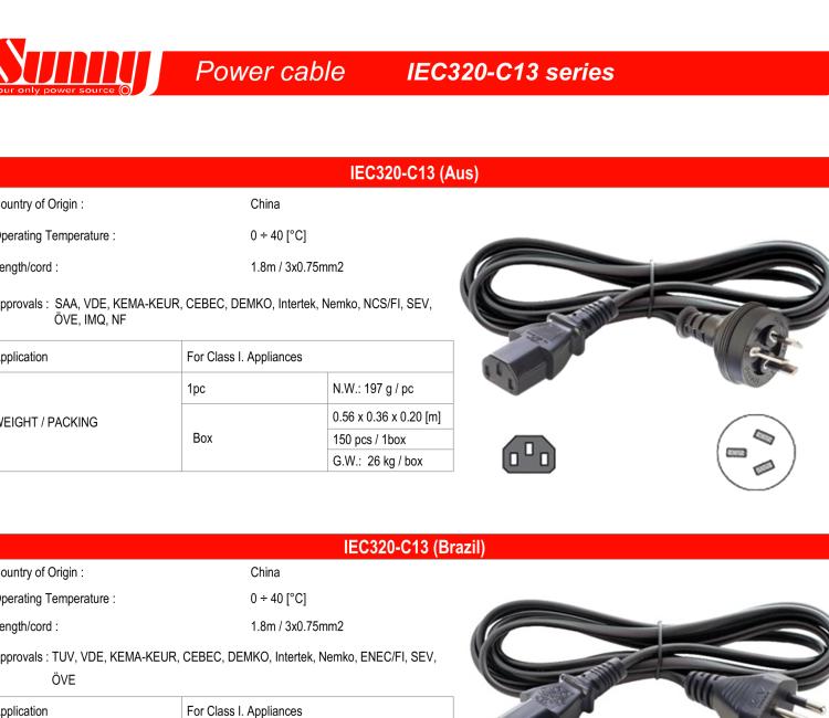 研華BB-PWRCORD-AUS Power Cord 1.8m with AUS plug