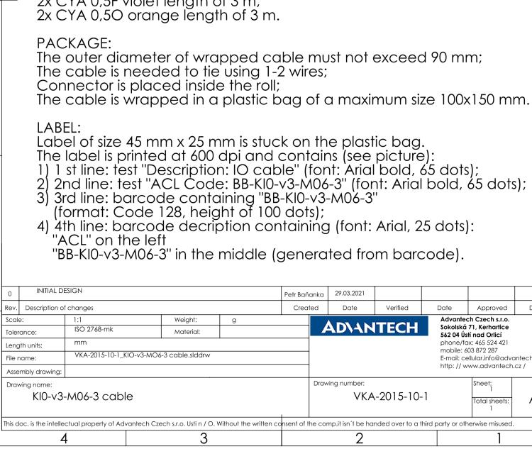 研華BB-KIO-v3-MO6-3 IO 6-wire cable SmartFlex/SmartMotion, 3m