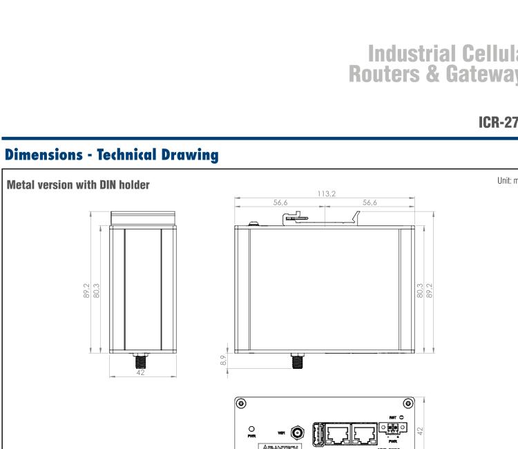 研華ICR-2701 ICR-2700, EMEA, 2x Ethernet, USB, Metal, Without Accessories