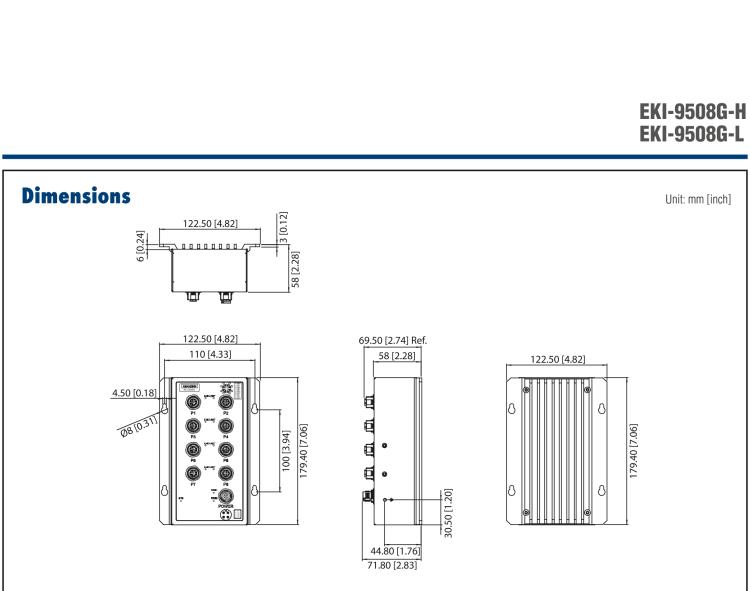 研華EKI-9508G-H 8個(gè)千兆M12端口非網(wǎng)管EN50155交換機(jī)， 支持72/96/110 VDC供電