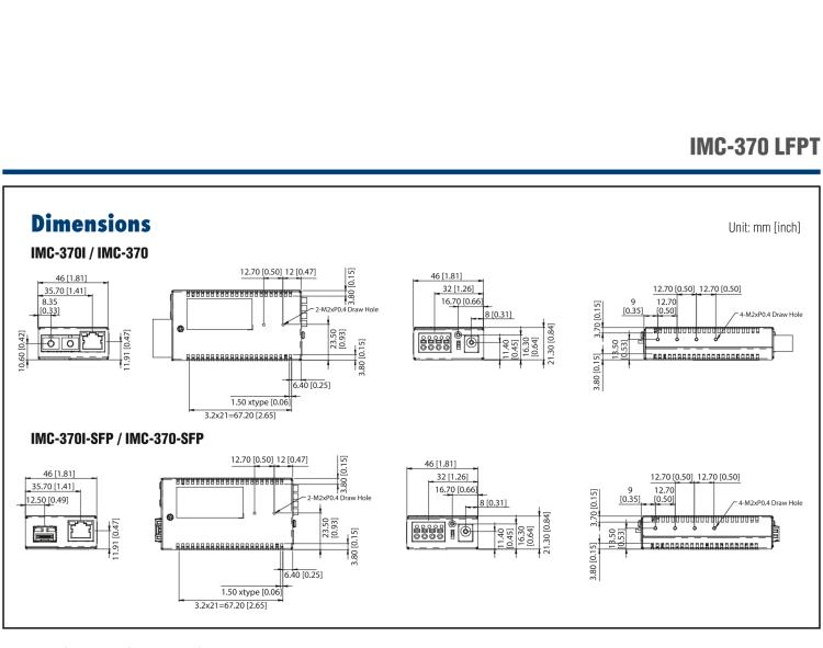 研華IMC-370I-MM-PS-B Mini Hardened Media Converter, 1000Mbps, Multimode, LFPT, 850nm, 550m, SC, AC adapter