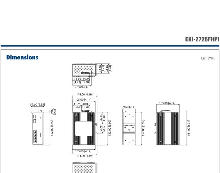 研華EKI-2726FHPI 4G+2 SFP W/ 4 IEEE 802.3 大功率寬溫 PoE 工業(yè)以太網(wǎng)交換機