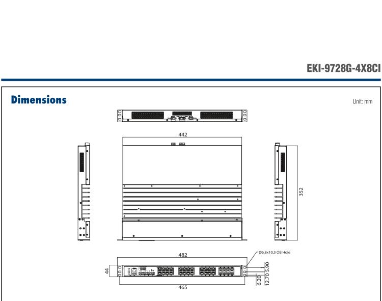 研華EKI-9728G-4X8CI 4 x 10GbE + 16GE + 8GE Combo L3 Managed Ethernet Switch, -40~85℃