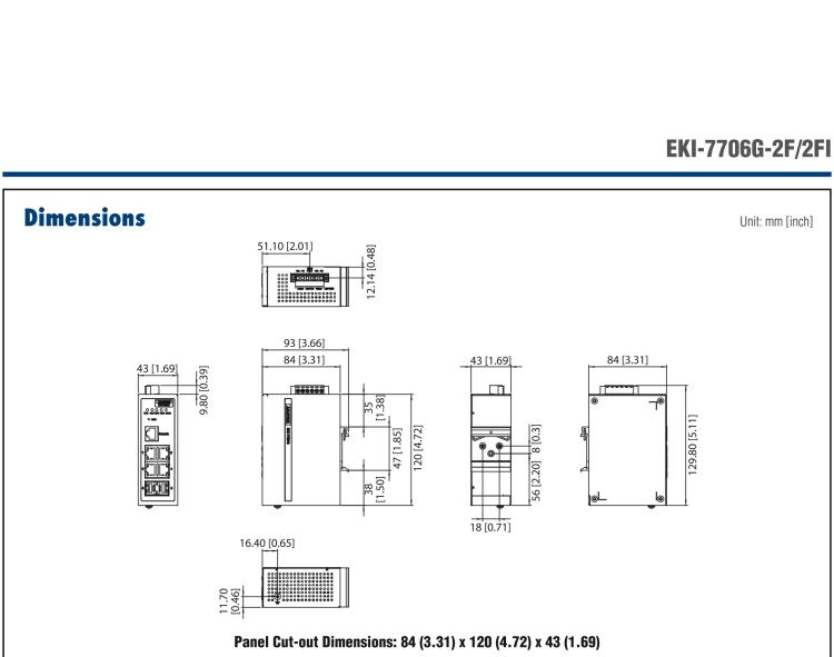 研華EKI-7706G-2FI 4GE+2G SFP網(wǎng)管型工業(yè)以太網(wǎng)交換機(jī)，-40～75℃