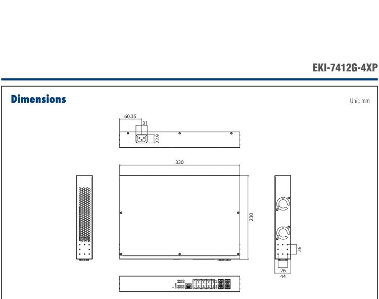 研華EKI-7412G-4XP 8GE+4 10G SFP 二層網管型POE交換機