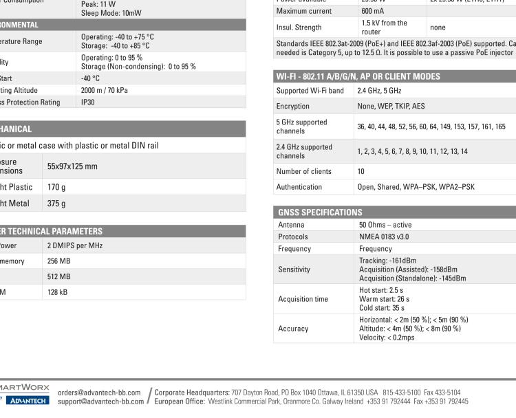 研華BB-SR30818415-SWH SmartFlex, AUS/NZ, 3x Ethernet, 1x RS232, 1x RS485, Wi-Fi, PoE PSE, Plastic, International Power Supply (EU, US, UK, AUS)