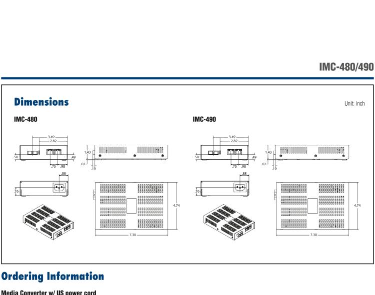 研華IMC-490-SFP-US Standalone PoE+ Media Converter, 1000Mbps, SFP , AC adapter (also known as PoE+ Giga-McBasic 852-11911)