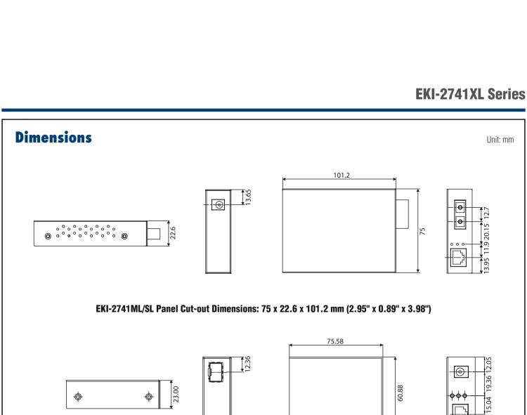 研華EKI-2741SL Media Converter, 1000Mbps, Single mode 1310nm, 10km, SC, AC adapter