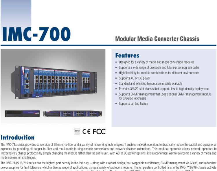 研華IMC-712I-AC-US Managed Hardened Modular 2-slot Media Converter Chassis, AC Power (also known as IE-MediaChassis 850-13106)