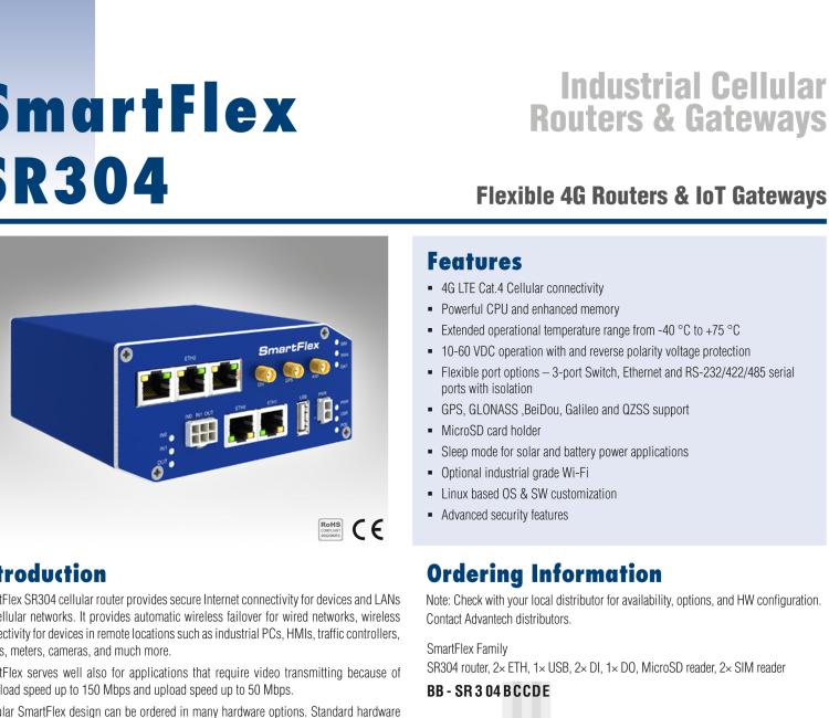 研華BB-SR30408115 SmartFlex, EMEA/LATAM/APAC, 5x ETH, PoE PSE, Plastic, ACC Int.