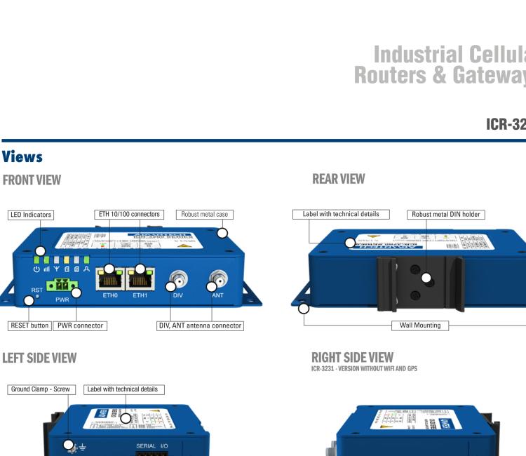 研華ICR-3231W ICR-3200, EMEA, 2x Ethernet, 1x RS232, 1x RS485, Wi-Fi, Metal, Without Accessories