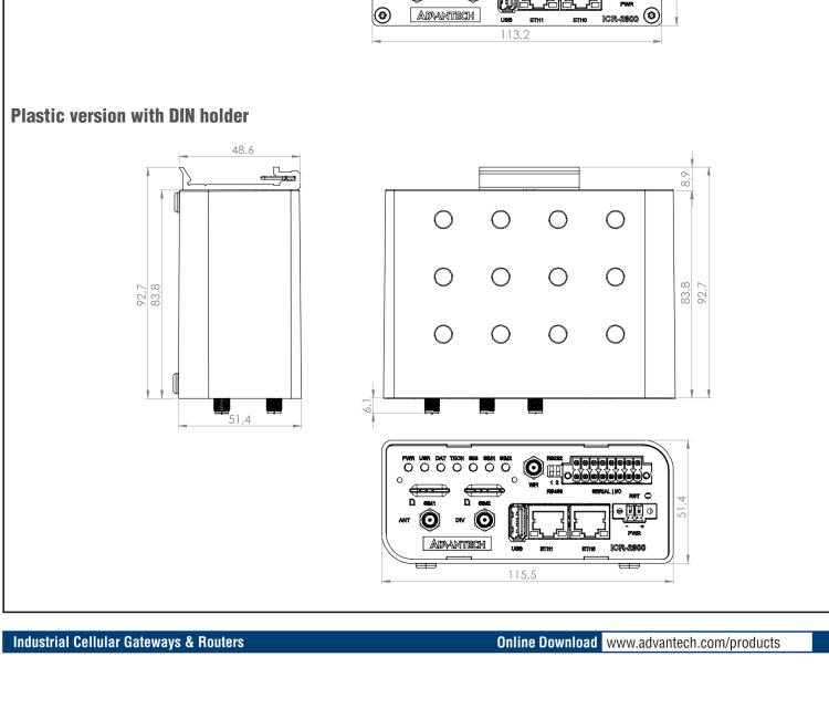 研華ICR-2834WPA02 ICR-2800, EMEA, 2x Ethernet, 2× RS232/RS485, USB, Wi-Fi, Plastic, UK ACC