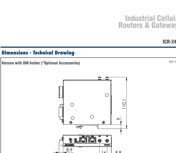 研華ICR-2432 ICR-2400, LATAM, 2x Ethernet , 1x RS232, 1x RS485, Metal, Without Accessories