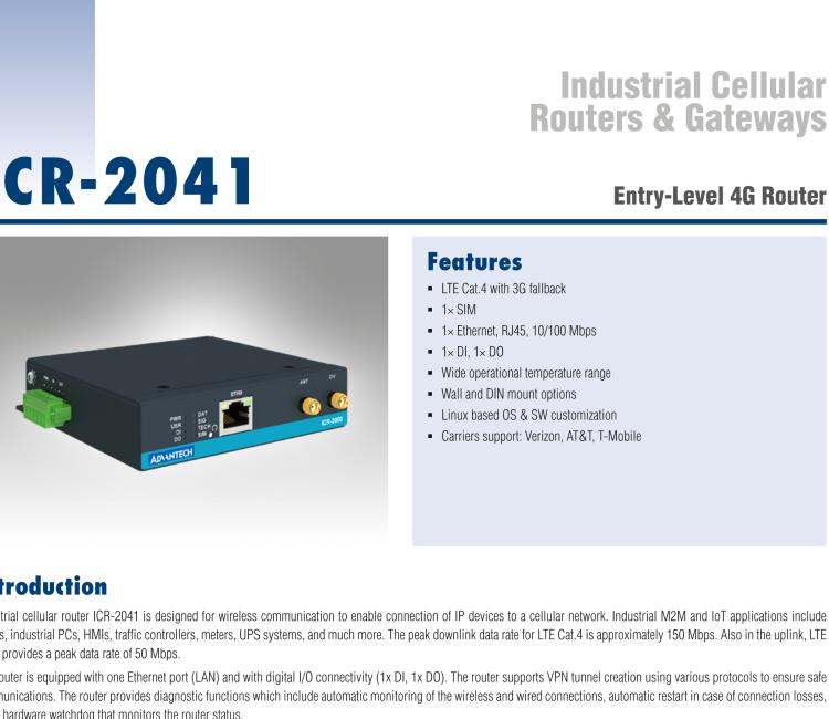 研華ICR-2041 ICR-2000, NAM, 1x Ethernet, Metal, Without Accessories