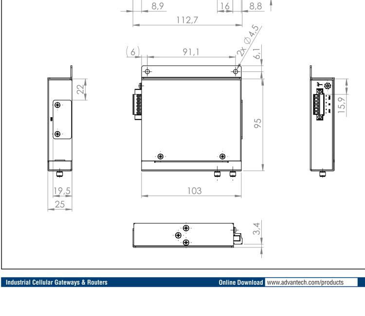 研華ICR-2041 ICR-2000, NAM, 1x Ethernet, Metal, Without Accessories