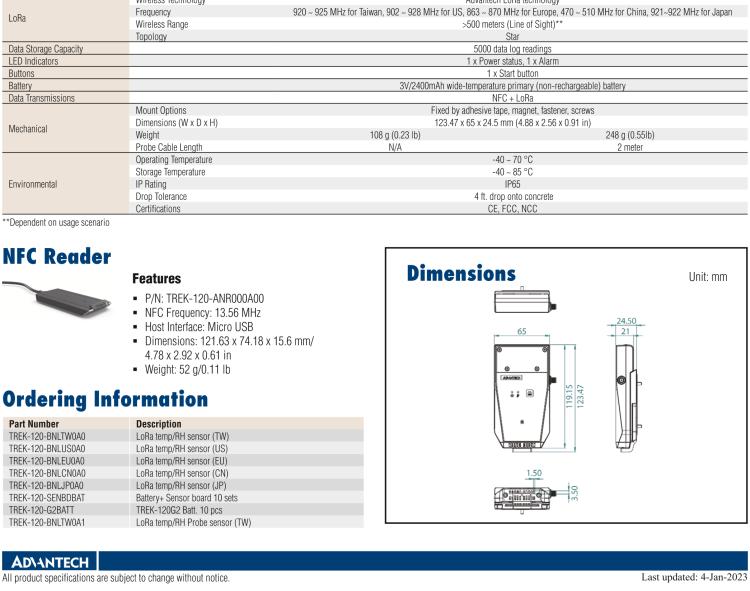 研華USM-S62 LoRa網關，用于 TREK-120 溫濕度傳感器