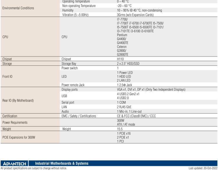 研華EPC-B5505 適配Intel? 第6/7代 Core ? i/Xeon E3系列處理器，搭載H110芯片組。標準4U上架，廣泛適用于各種行業(yè)。