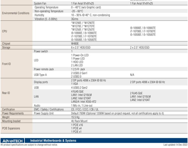 研華EPC-B5587 適配Intel? 第10代 Core i / Xeon W系列處理器，搭載W480E芯片組。標準4U上架，工業(yè)級品質(zhì)，穩(wěn)定可靠。廣泛適用于高端AI服務器等應用。