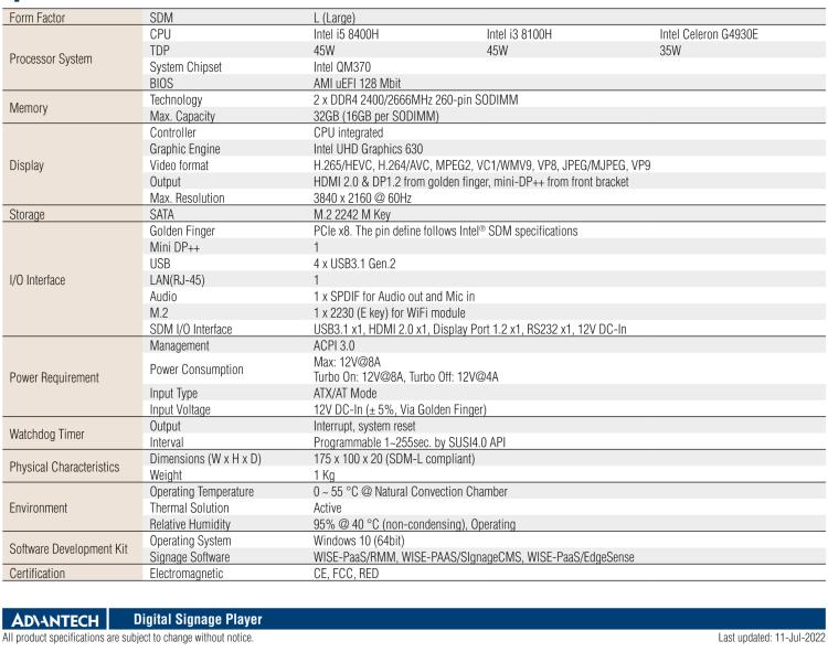 研華DS-200 Intel ? 第八代 Core? i3/i5 SDM，支持4K三顯的數(shù)字標牌播放器