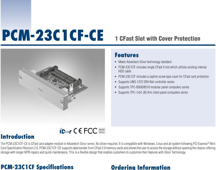 研華PCM-23C1CF 1插口CFast插槽，帶保護(hù)蓋