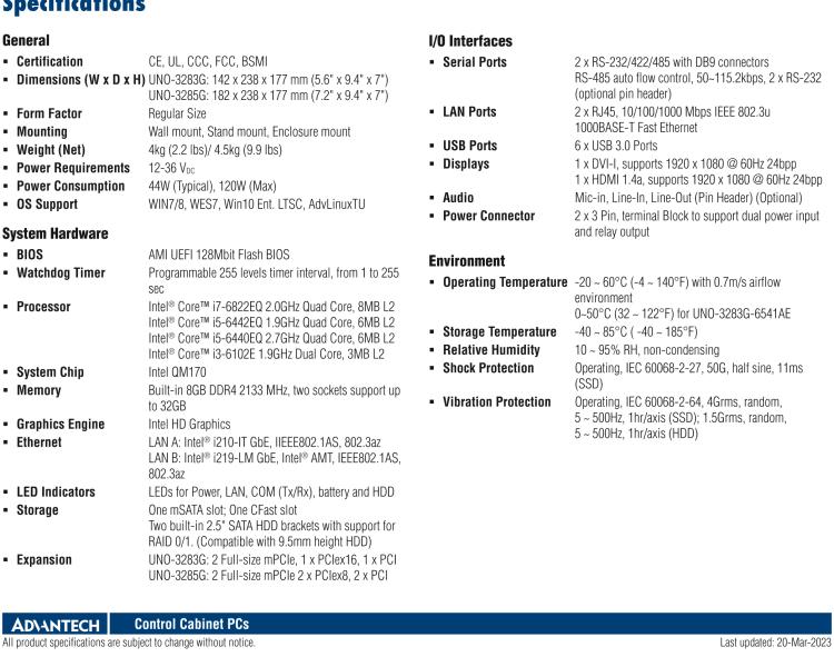 研華UNO-3285G 高效能嵌入式無風(fēng)扇工業(yè)電腦，搭配Intel? Core? i 處理器，4×PCI(e) 擴(kuò)展槽, 2×GbE, 2×mPCIe, HDMI, DVI-I