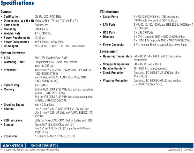 研華UNO-3285C 搭配Intel? Core?處理器，4×PCI(e) 擴(kuò)展槽，2 x GbE, 2 x mPCIe, HDMI, DVI-I