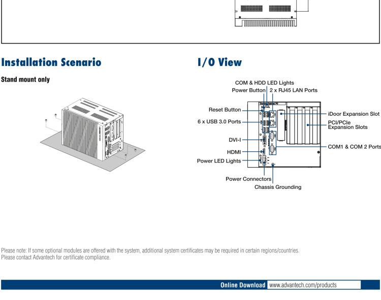 研華UNO-3285C 搭配Intel? Core?處理器，4×PCI(e) 擴(kuò)展槽，2 x GbE, 2 x mPCIe, HDMI, DVI-I