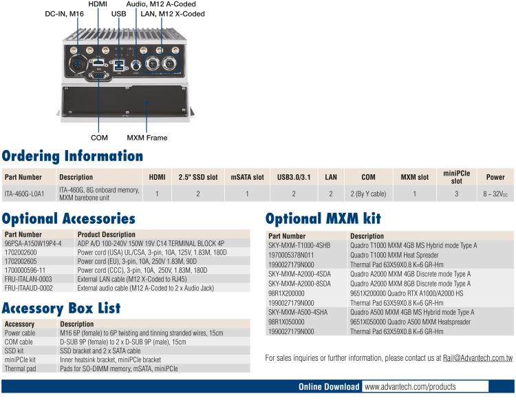 研華ITA-460G Intel? 8th/9th Gen Core? i CPU 防水無風(fēng)扇車載 AI 計(jì)算單元