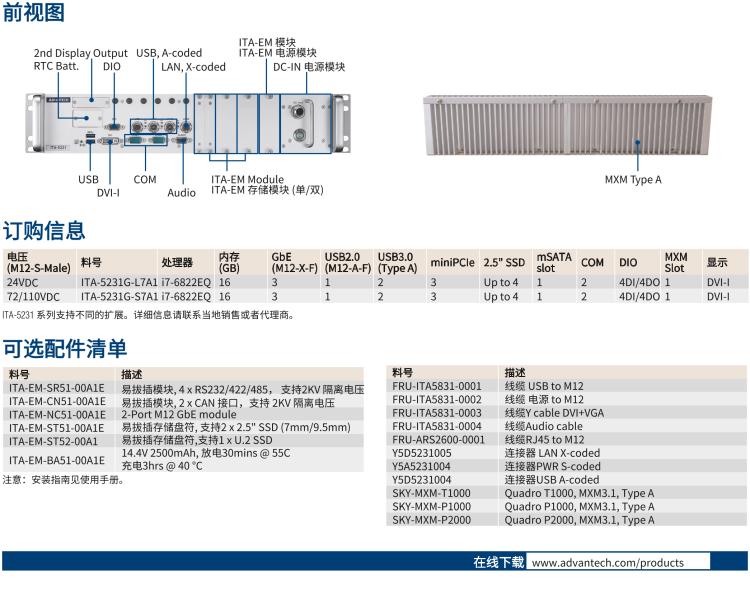 研華ITA-5231G Intel? 第6 代Core? i 處理器無風(fēng)扇系統(tǒng)，EN 50155 鐵路應(yīng)用