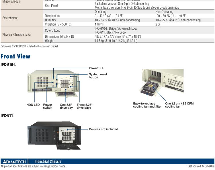 研華IPC-610-L 4U 15槽上架式機箱，支持前部可訪問風(fēng)扇