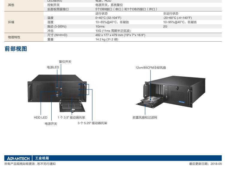 研華IPC-940 經(jīng)典款4U機(jī)架式機(jī)箱，帶前置風(fēng)扇