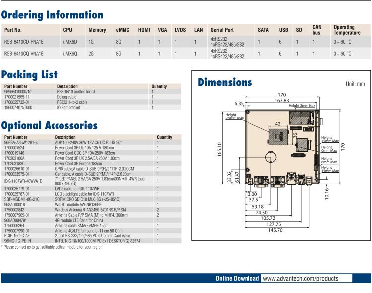 研華RSB-6410 基于NXP ARM Cortex-A9 i.MX6 Dual/Quad 的Mini-ITX工業(yè)主板， 支持Linux Yocto/Android