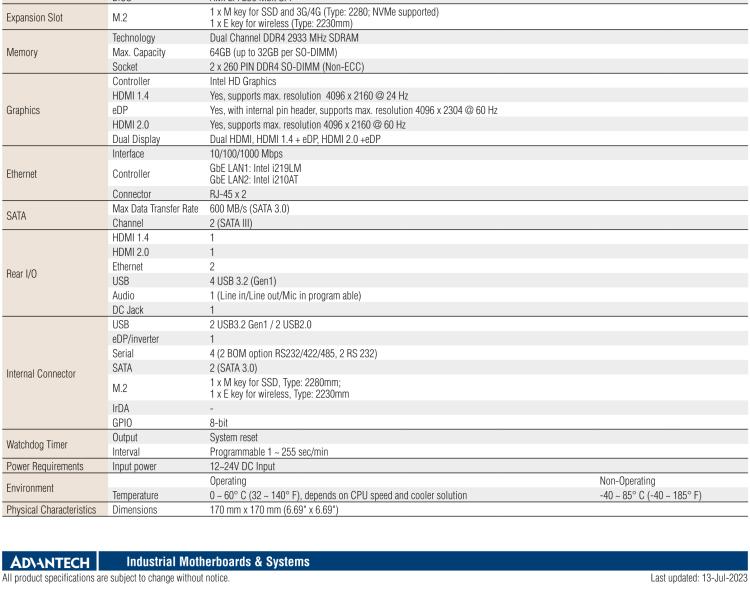 研華AIMB-287 適配Intel? 第10代 Core? i 系列處理器，搭載H420E芯片組。超薄設計，性能強勁。