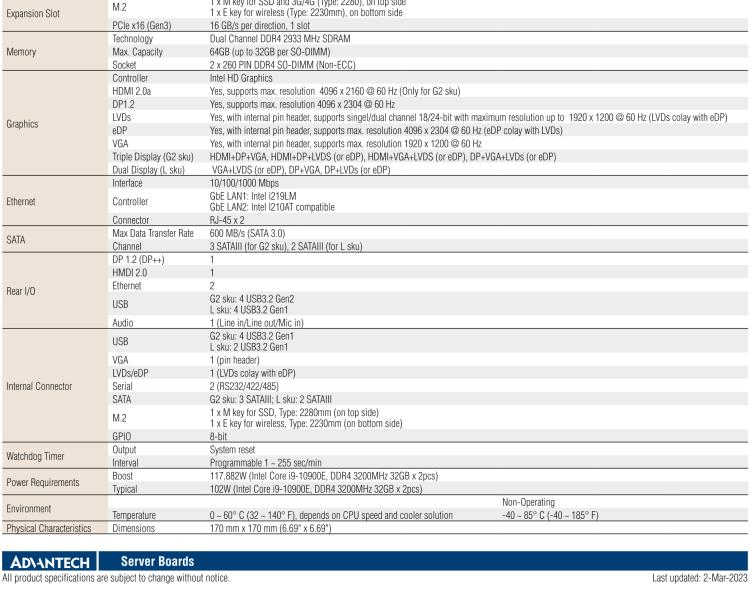 研華AIMB-277 適配Intel? 第10代 Core? i 系列處理器，搭載Q470E芯片組。性能強(qiáng)勁，適用于高端應(yīng)用領(lǐng)域。